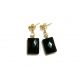 Faceted Black Jet Drop Earrings with Glass Pearls